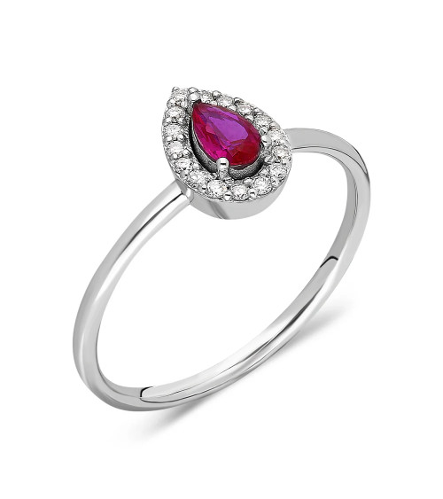 Sortija de oro con un rubí y diamantes alrededor | Staring