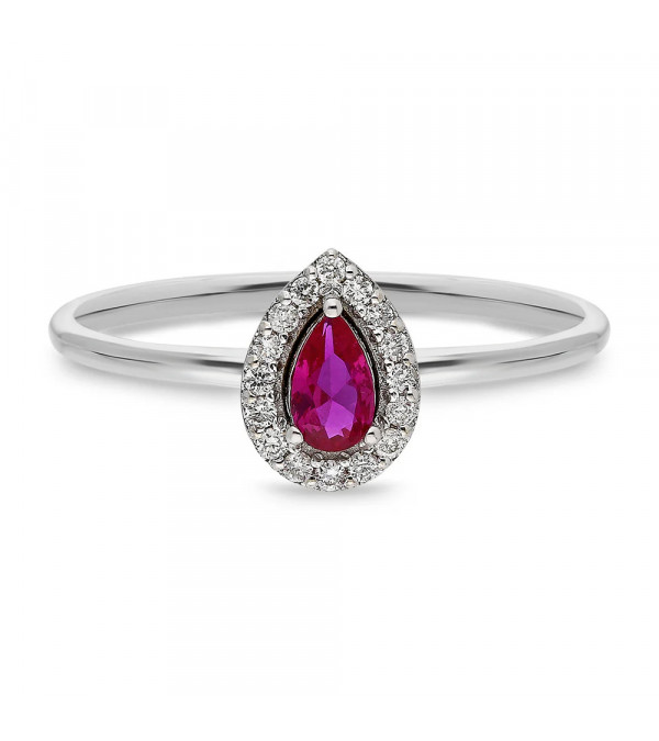 Sortija de oro con un rubí y diamantes alrededor | Staring