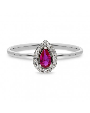 Sortija de oro con un zafiro y diamantes alrededor | Staring