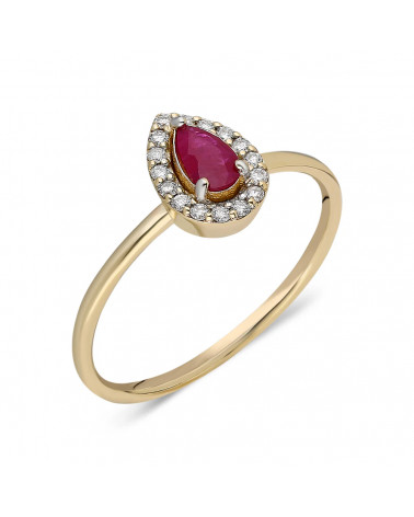 Sortija de oro con un zafiro y diamantes alrededor | Staring