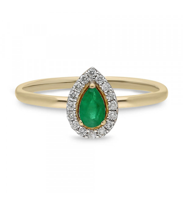 Sortija de oro con una esmeralda y diamantes alrededor | Staring