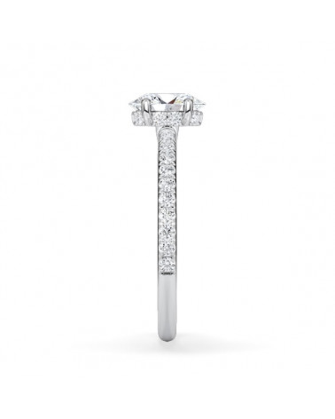 Anillos de compromiso pavé con diamantes artificiales de laboratorio