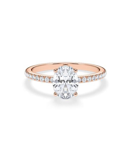 Anillos en oro rosa de compromiso con oval lab diamond | Staring