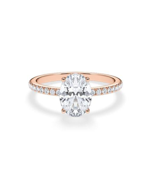 Anillos en oro rosa de compromiso con oval lab diamond | Staring