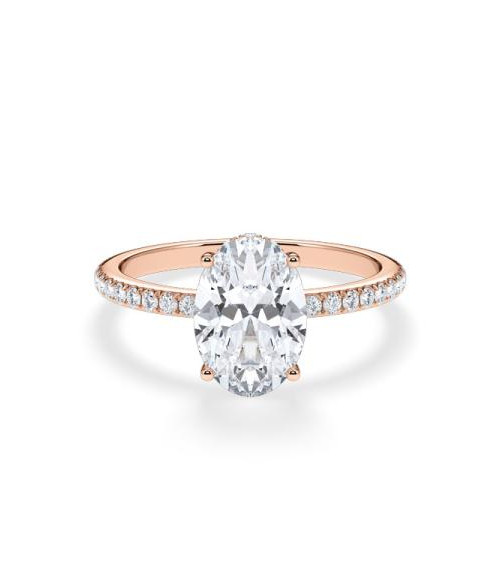 Anillos en oro rosa de compromiso con oval lab diamond | Staring