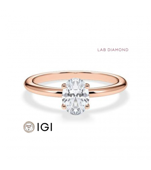 Anillos de pedida diamante oval en oro rosa de 18k | Staring