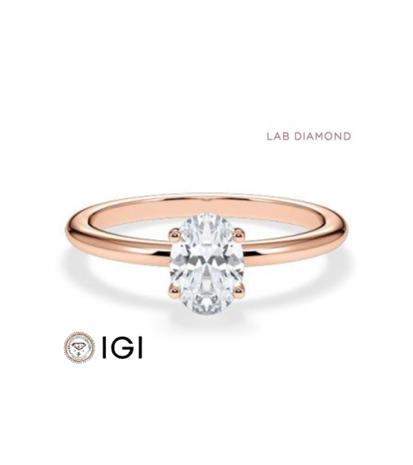Anillos de pedida diamante oval en oro rosa de 18k | Staring