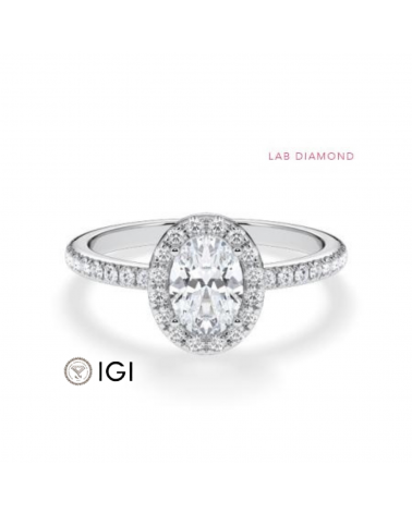 Anillos de compromiso halo con diamantes de laboratorio | Staring