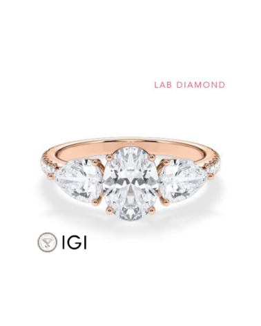 Anillo de compromiso de oro rosa en forma oval y pera | Staring