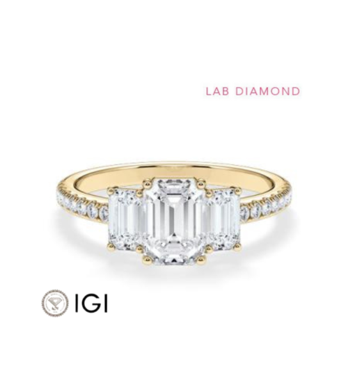 yellow Gold engagement ring with various diamond cuts | Staring
