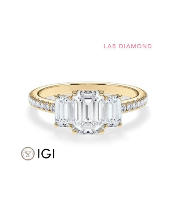 yellow Gold engagement ring with various diamond cuts | Staring
