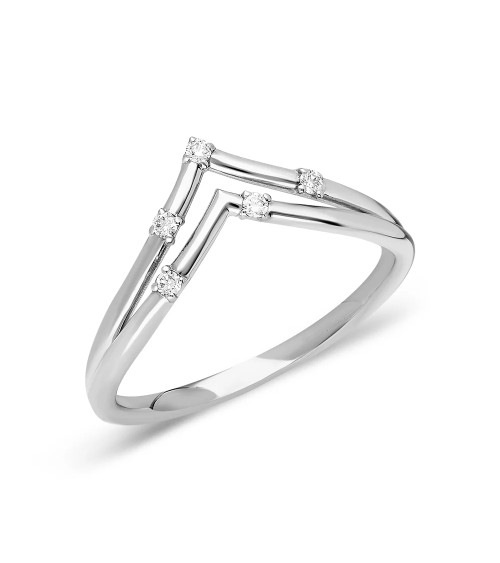 Anillo de oro en forma doble V con diamantes | Staring
