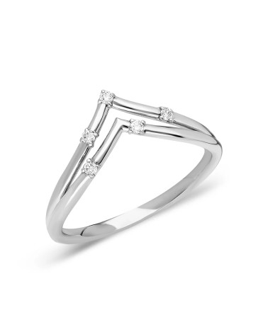 Anillo de oro en forma doble V con diamantes | Staring