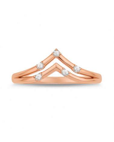 Anillo de oro en forma doble V con diamantes | Staring