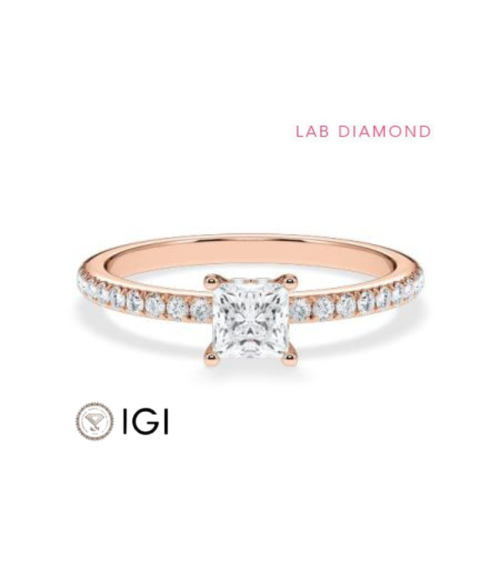 Pavé pink gold engagement rings with lab-grown diamonds | Staring