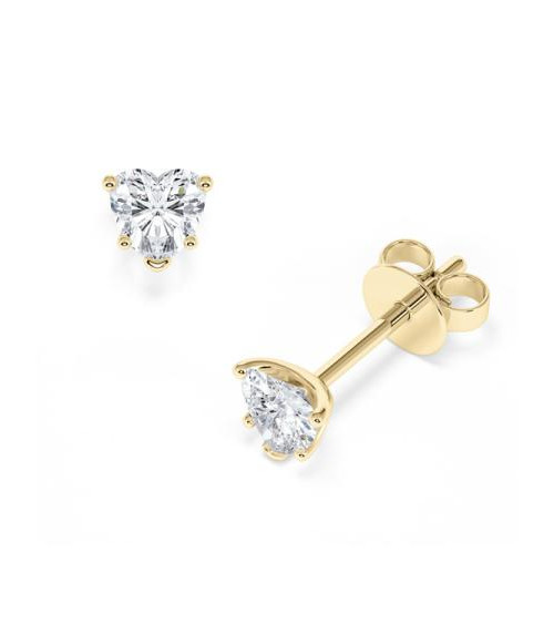 Pendientes talla corazón de oro amarillo de 18k  lab diamond | Staring