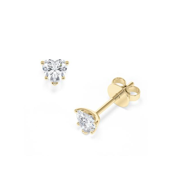 Pendientes talla corazón de oro amarillo de 18k  lab diamond | Staring