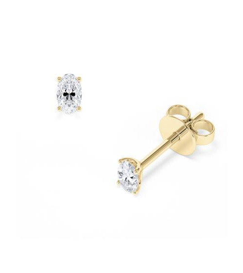 Pendientes Oval en oro amarillo 18k con diamantes naturales | Staring