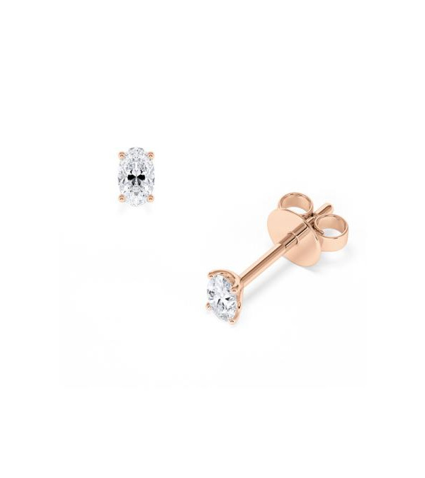 Pendientes Oval en oro rosa 18k con diamantes naturales | Staring