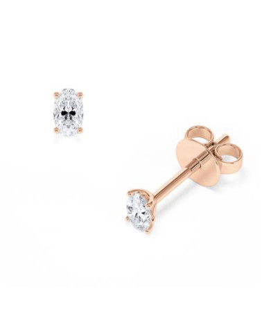Pendientes Oval en oro rosa 18k con diamantes naturales | Staring