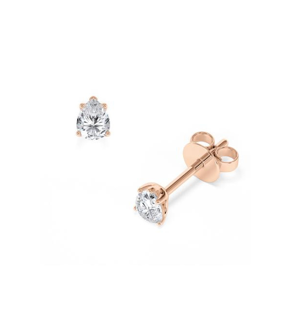 Pendientes en oro rosa de 18k con diamantes naturales | Staring